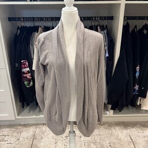 Barefoot Dreams Open-Front Shawl Collar Cardigan - Light Taupe